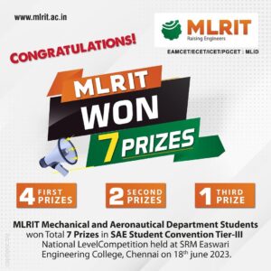 Read more about the article Congratulations Team

#MLRIT #Mechanical & #Aeronautical Department students bag…