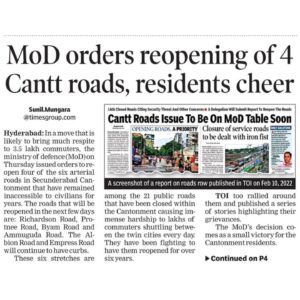 Read more about the article The much-awaited opening of Secunderabad #Cantonment roads is finally happening …